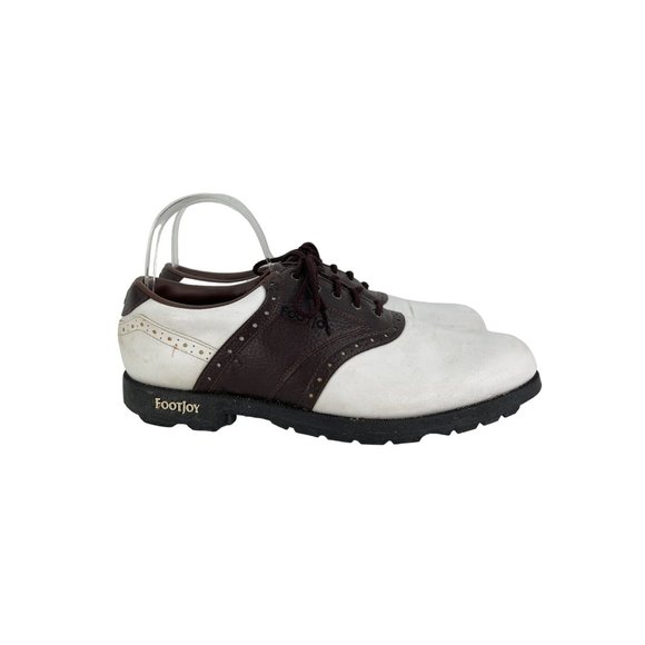 FootJoy FJ GreenJoys Golf Shoes Men’s 10.5 M White Brown Saddle Oxford 45500 Footjoy Greenjoys 45516 White Brown Saddle Oxford Golf Shoes  main image 2